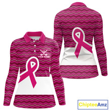 Load image into Gallery viewer, Pink ribbon Women polo golf shirts Custom Breast cancer awareness team golf attire for ladies NQS10509