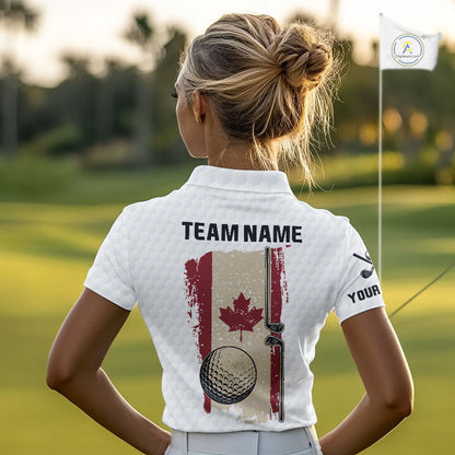Personalized vintage Canadian Flag Women golf polo shirts Custom Patriotic Golf outfit For ladies NQS10182