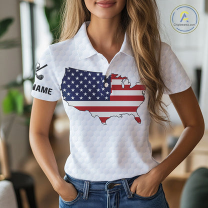 Personalized American Flag Women golf polo shirts Custom Patriotic Golf outfit For ladies NQS10183