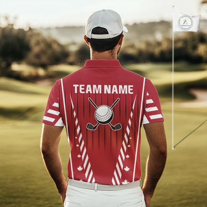 Red and White maple leaf Canadian Men golf polo shirt Custom Patriotic Golf attire For men NQS10185
