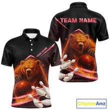 Load image into Gallery viewer, Custom Flame Bear Bowling Team Polo, Quarter zip Shirts For Men, Team Bowling Uniform NQS10321