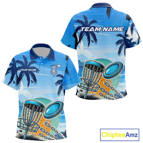 Blue Disc golf basket Kid Disc golf polo shirts Custom team disc golf jerseys NQS10021