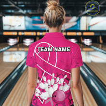 Load image into Gallery viewer, Pink ribbon pattern breast cancer awareness Bowling Shirts For Women Custom team bowling jerseys NQS10190