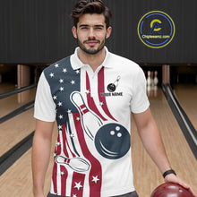 Load image into Gallery viewer, Red, White and Blue American Flag Bowling shirts For Men custom patriotic bowling team uniform jersey NQS10337
