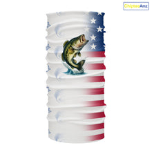 Load image into Gallery viewer, Red, White and Blue American Flag Bass Fishing custom patriotic Bass performance Fishing Shirts NQS10034