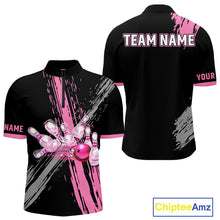 Load image into Gallery viewer, Black and pink ribbon Breast Cancer Awareness Bowling Shirts For Men custom team bowling jerseys NQS10197
