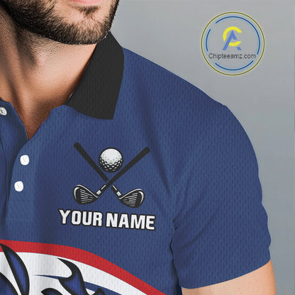 Red, White and Blue Flame golf ball Mens Golf polo shirts Custom patriotic Golf Outfit For Mens NQS10044