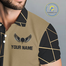Load image into Gallery viewer, Black and Gold pattern Mens Golf polo shirts custom golf attire for men, golfing gifts NQS10359