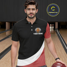 Load image into Gallery viewer, Retro Black and Red Turkey Bowling Polo, Quarter Zip Shirt For Men, Thanksgiving Bowling Team Jersey NQS10370