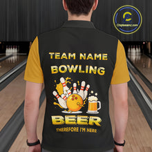 Load image into Gallery viewer, Bowling &amp; Beer therefore i&#39;m here custom funny Bowling shirts for Men, Bowling team apparel NQS10274
