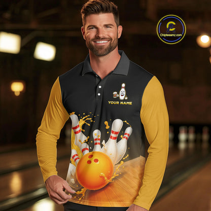 Bowling & Beer therefore i'm here custom funny Bowling shirts for Men, Bowling team apparel NQS10274