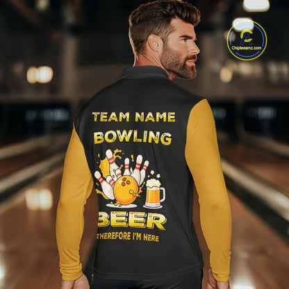Bowling & Beer therefore i'm here custom funny Bowling shirts for Men, Bowling team apparel NQS10274
