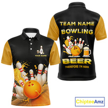 Load image into Gallery viewer, Bowling &amp; Beer therefore i&#39;m here custom funny Bowling shirts for Men, Bowling team apparel NQS10274