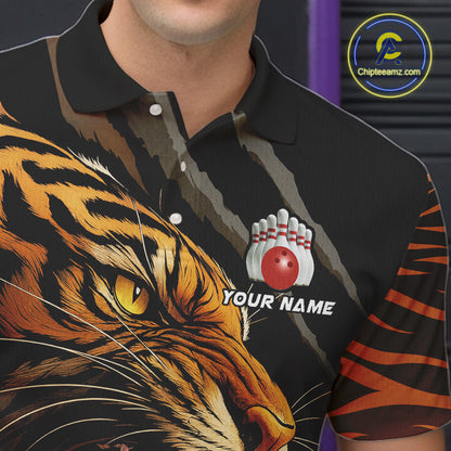 Tiger Bowling Polo, Quarter Zip shirts For Men custom bowling team jersey, bowling uniform NQS10338