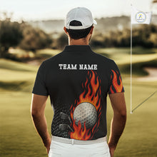 Load image into Gallery viewer, Flame Golf ball black Golf polo shirt for men Custom Mens golf top, personalized golf gifts NQS10364