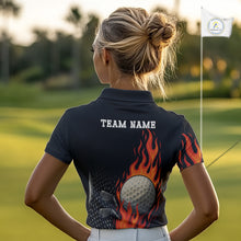 Load image into Gallery viewer, Flame Golf ball black Golf polo shirt for Women Custom ladies golf top, personalized golf gifts NQS10364
