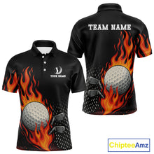Load image into Gallery viewer, Flame Golf ball black Golf polo shirt for men Custom Mens golf top, personalized golf gifts NQS10364