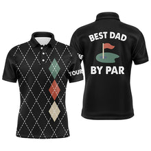 Load image into Gallery viewer, Mens golf polo shirts black argyle plaid custom best dad by par golf shirts for dad, father&#39;s day gift NQS5418