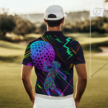 Load image into Gallery viewer, Colorful Neon skull golfer Men golf polo shirt custom golf attire for men, cool golf gifts NQS10098