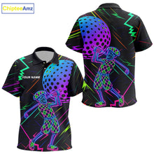 Load image into Gallery viewer, Colorful Neon skull golfer Kid golf polo shirt custom golf attire for kid, cool golf gifts NQS10098