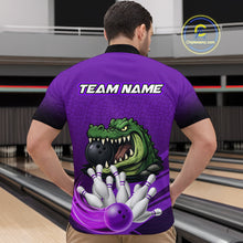 Load image into Gallery viewer, Funny Purple Alligator Bowling Polo, Quarter Zip shirts for Men Custom Team bowling league jersey NQS10631