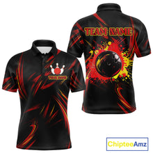Load image into Gallery viewer, Black and Red Camo Mens Bowling Polo, Quarter Zip shirts custom Bowler Outfits bowling team jerseys NQS10155