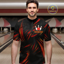 Load image into Gallery viewer, Black and Red Camo Mens Bowling Polo, Quarter Zip shirts custom Bowler Outfits bowling team jerseys NQS10155