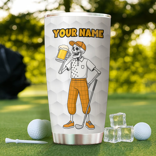 1PC Funny Skull White Golf Beer Tumbler Custom Stainless Steel Tumbler Cup - personalized golf gifts NQS9881