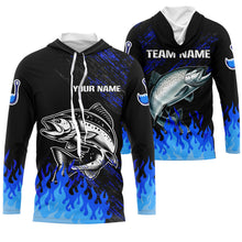 Load image into Gallery viewer, Blue fire Salmon fishing Custom performance long sleeve Salmon fishing tournament shirts for team NQS9742