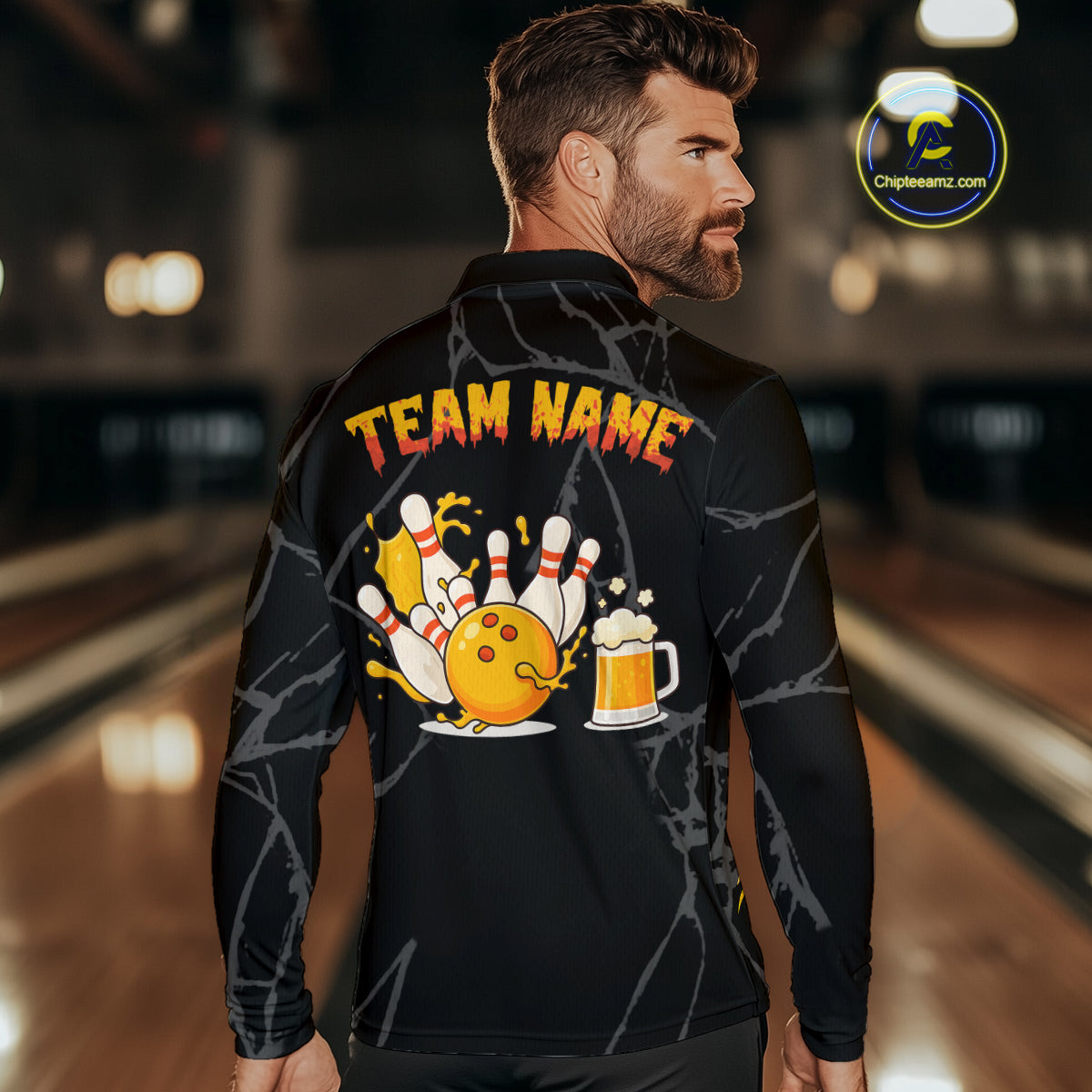 Bowling And Beer Custom Skull Bowling Shirts For Men, Halloween Bowling Outfits NQS10518