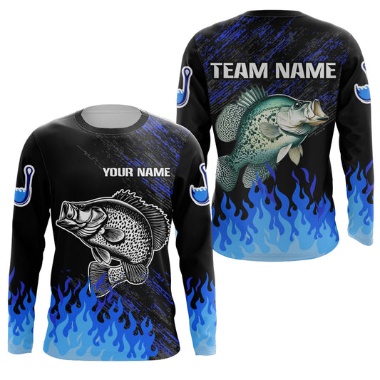 Blue fire Crappie fishing Custom performance long sleeve Crappie fishing tournament shirts for team NQS9084