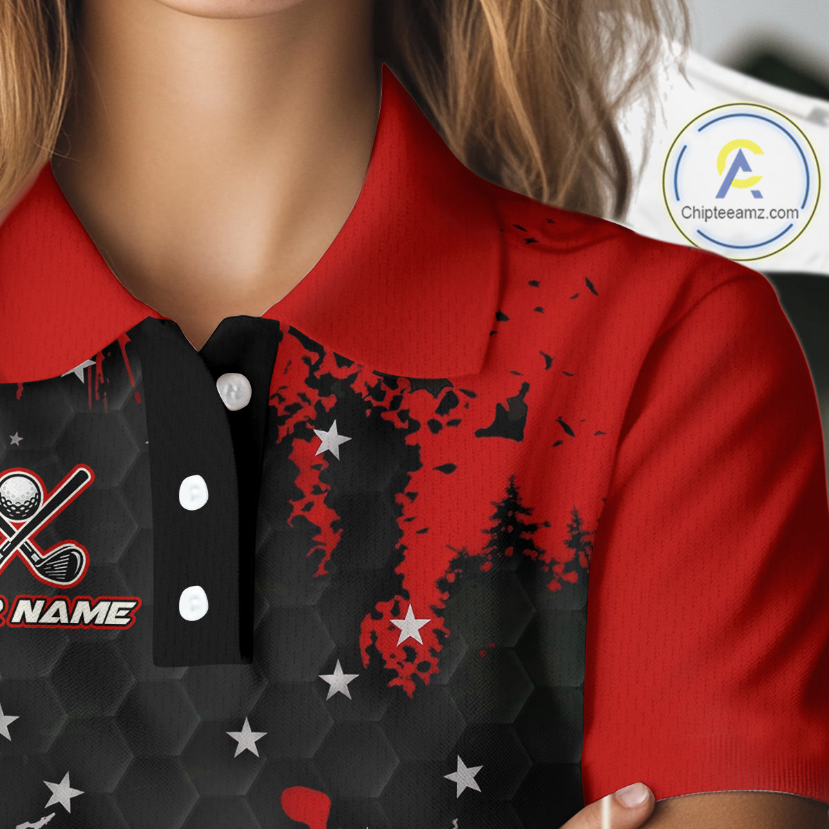Red, White and Blue Golf Polo shirts for Women Custom Patriotic Gift For Golfers, Ladies golf outfit NQS10590