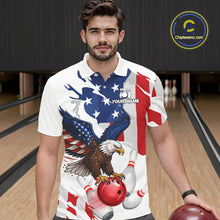 Load image into Gallery viewer, Red, White and Blue American Flag Eagle Bowling Shirts For Men Custom Patriotic Bowling Team Jerseys NQS10639