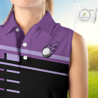 Personalized Black and Purple Women sleeveless polo shirt, Golf Shirts For Team ladies golfers NQS10160