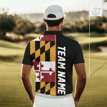 Load image into Gallery viewer, Maryland Flag black Men golf polo shirt Custom Patriotic Mens Golf attire For team, golfing gifts NQS10188