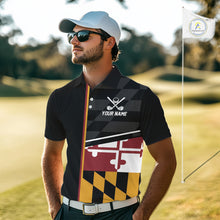 Load image into Gallery viewer, Maryland Flag black Men golf polo shirt Custom Patriotic Mens Golf attire For team, golfing gifts NQS10188