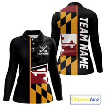 Load image into Gallery viewer, Maryland Flag black Women golf polo shirt Custom Patriotic Ladies Golf attire For team, golfing gifts NQS10188