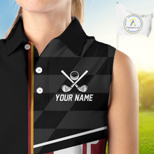 Load image into Gallery viewer, Maryland Flag black Women sleeveless polo shirt Custom Patriotic Ladies Golf attire For team NQS10188