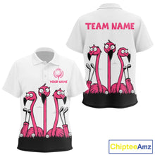 Load image into Gallery viewer, Funny pink flamingo friends white Kid golf polo shirts Custom flamingo golf outfits for Kid NQS10201