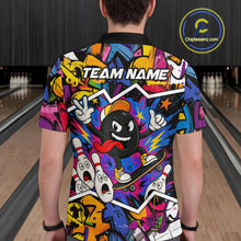 Load image into Gallery viewer, Colorful graffiti pattern Funny Bowling polo, quarter zip shirts for men custom Bowling team jerseys NQS10389