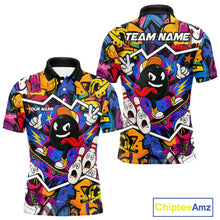 Load image into Gallery viewer, Colorful graffiti pattern Funny Bowling polo, quarter zip shirts for men custom Bowling team jerseys NQS10389