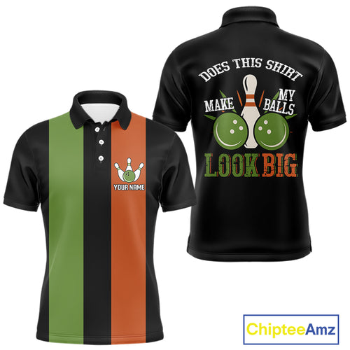 Green & Orange Retro Black Bowling shirts for men custom Does this shirt make my balls look big NQS10622