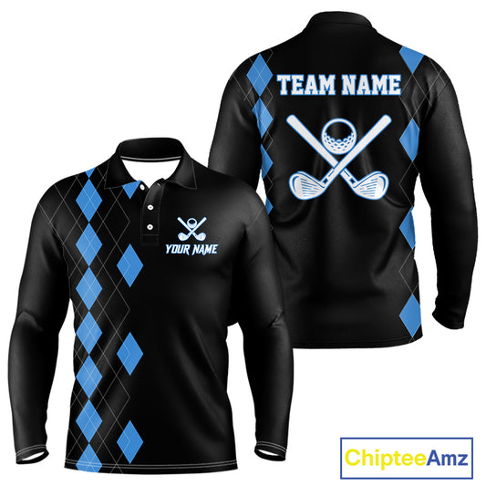 Black and Blue argyle polo shirts personalized golf shirts for men, team golf outfit NQS11403