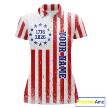 Load image into Gallery viewer, Custom 250 years of freedom American Flag Womens Golf Polo shirts, patriotic team golf jerseys NQS11598
