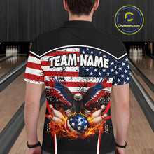 Load image into Gallery viewer, American Flag Eagle Flame Bowling Shirts For Men Custom patriotic Bowling Team Jerseys NQS11735