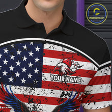 Load image into Gallery viewer, American Flag Eagle Flame Bowling Shirts For Men Custom patriotic Bowling Team Jerseys NQS11735