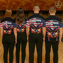 Load image into Gallery viewer, American Flag Eagle Flame Bowling Shirts For Men Custom patriotic Bowling Team Jerseys NQS11735