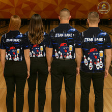 Load image into Gallery viewer, Custom Black And Blue Funny Beer Bowling Men Polo, Quarter Zip Shirts, funny bowling shirts NQS11488