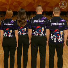 Load image into Gallery viewer, Custom Black And Purple Funny Beer Bowling Men Polo, Quarter Zip Shirts, funny bowling shirts NQS11489