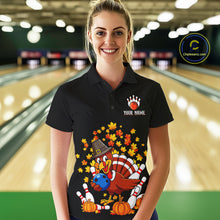 Load image into Gallery viewer, Funny Turkey Bowling Shirts For Women, Autumn Leaf Thanksgiving Bowling Tournament Shirts NQS10716